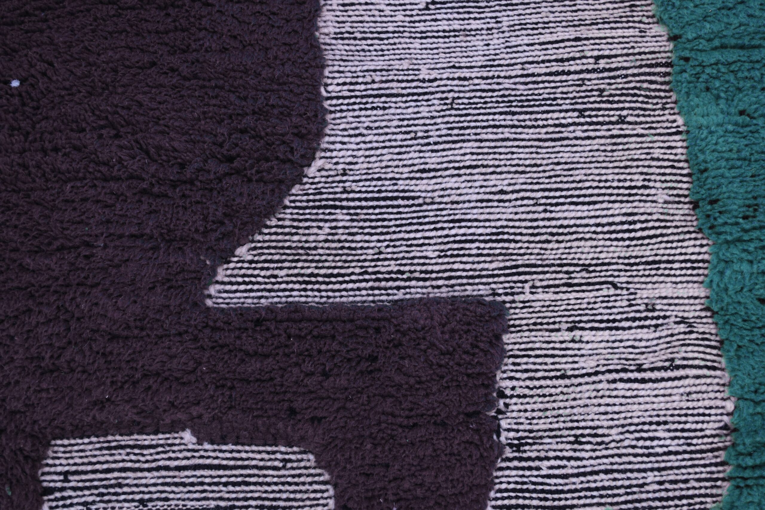 Handmade Moroccan Mrirt Wool Rug 200x300 cm - White, Brown, Turquoise Geometric Design - Image 7