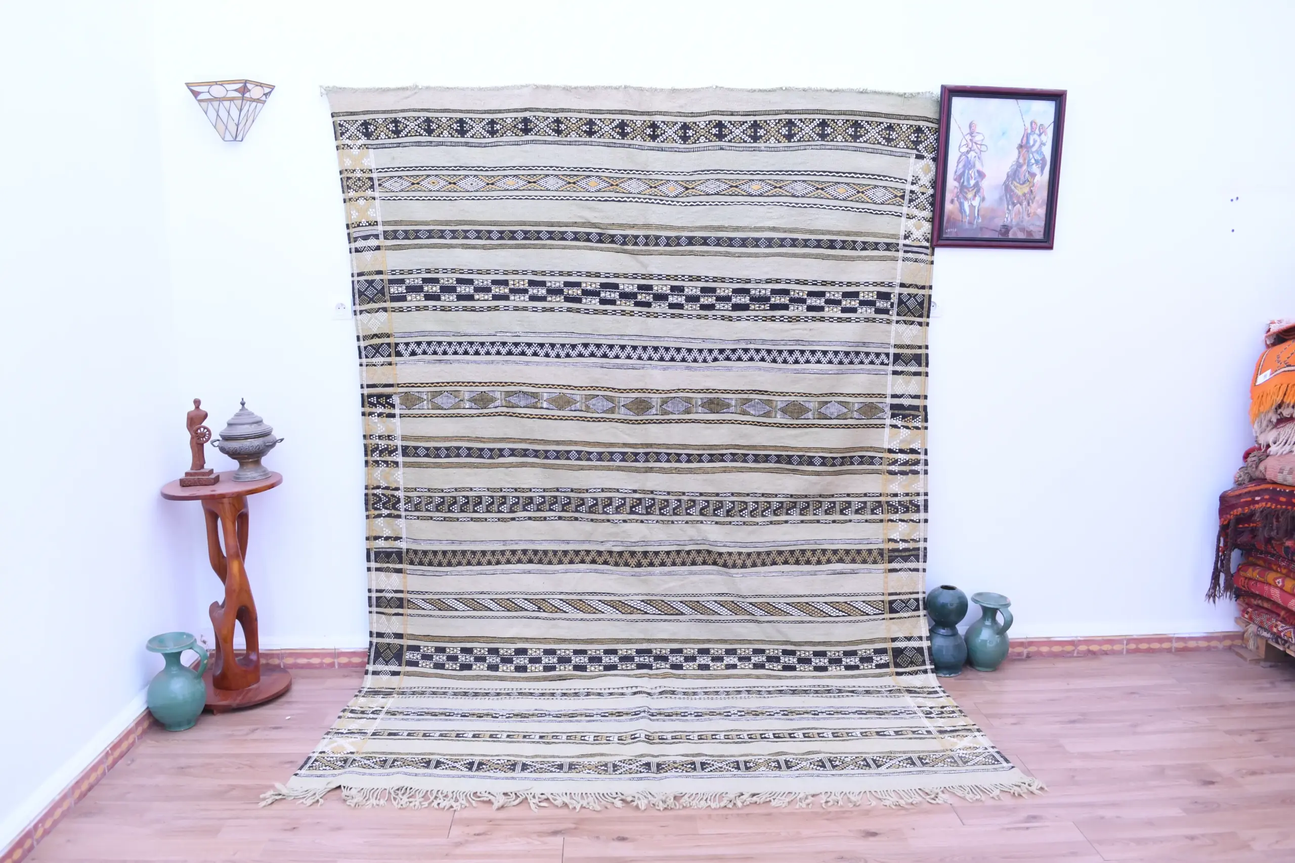 Handmade Moroccan Zemmour Wool Rug 206x290 cm - Unique Geometric Pattern