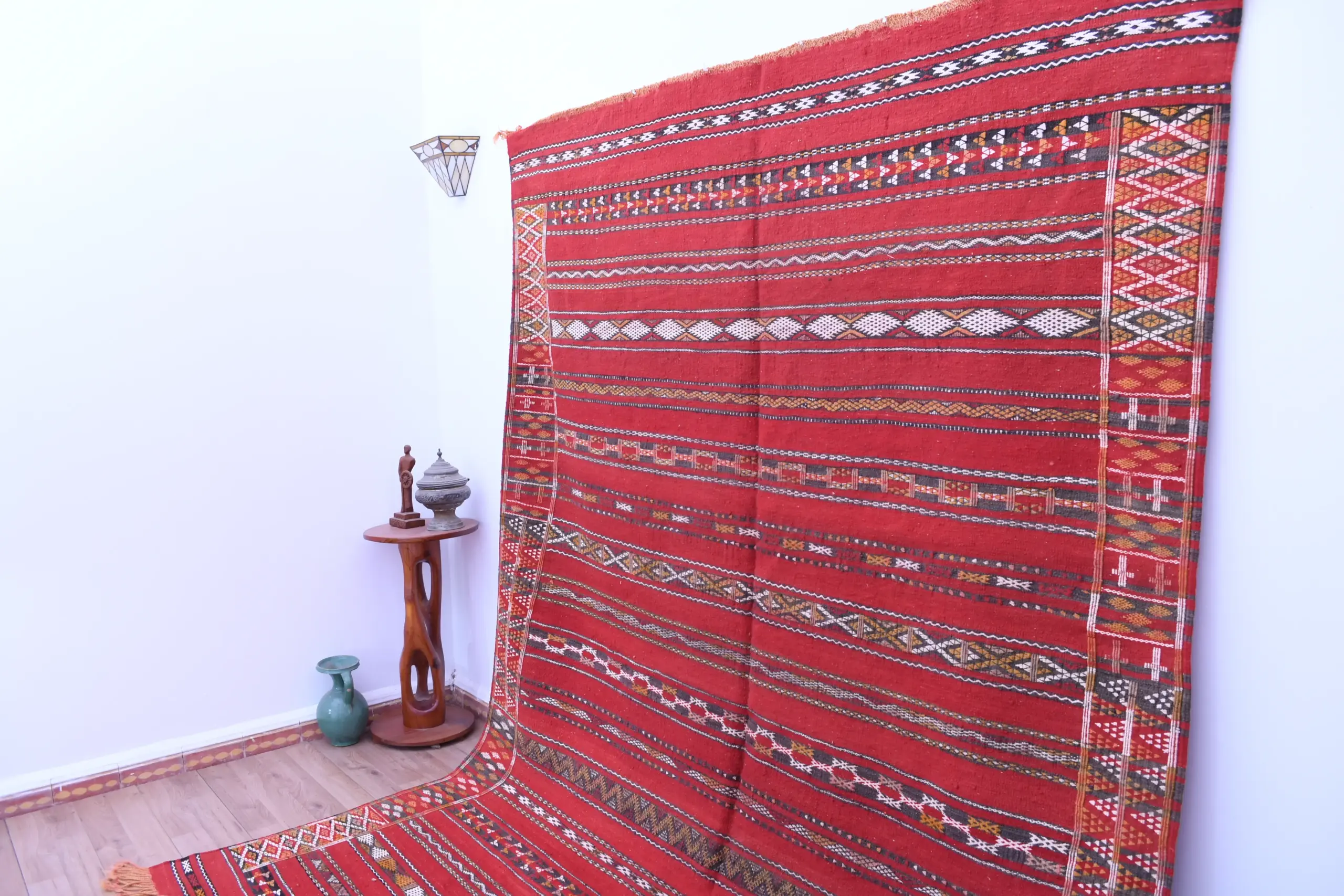 Authentic Zemmour Moroccan Wool Rug 224x316cm - Handmade Bohemian Red - Image 2