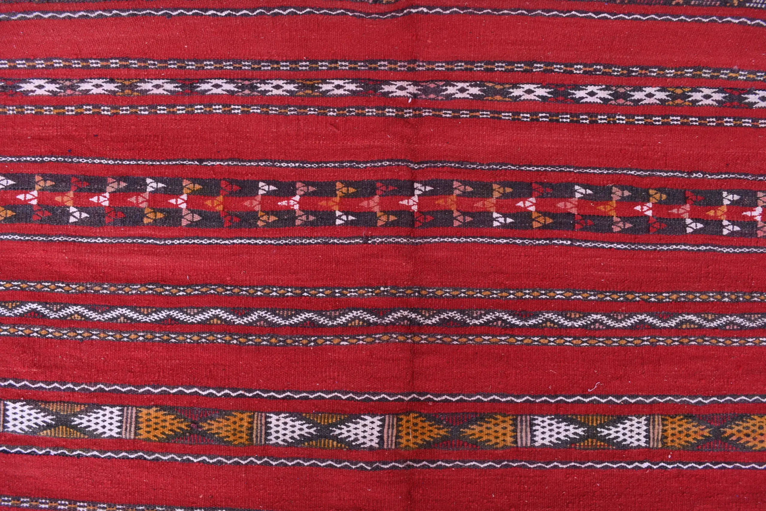 Authentic Zemmour Moroccan Wool Rug 224x316cm - Handmade Bohemian Red - Image 6