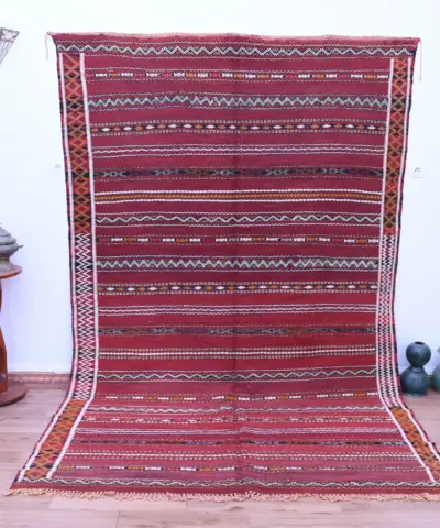 Handmade Zemmour Moroccan Wool Rug 199x312cm - Unique Tribal Pattern