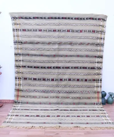 Authentic Zemmour Moroccan Wool Rug 204x305cm - Handwoven Artisan Craft