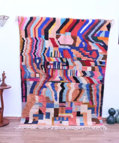 Vibrant Wool Mrirt Moroccan Rug - 173x230 cm - Handmade Abstract Design