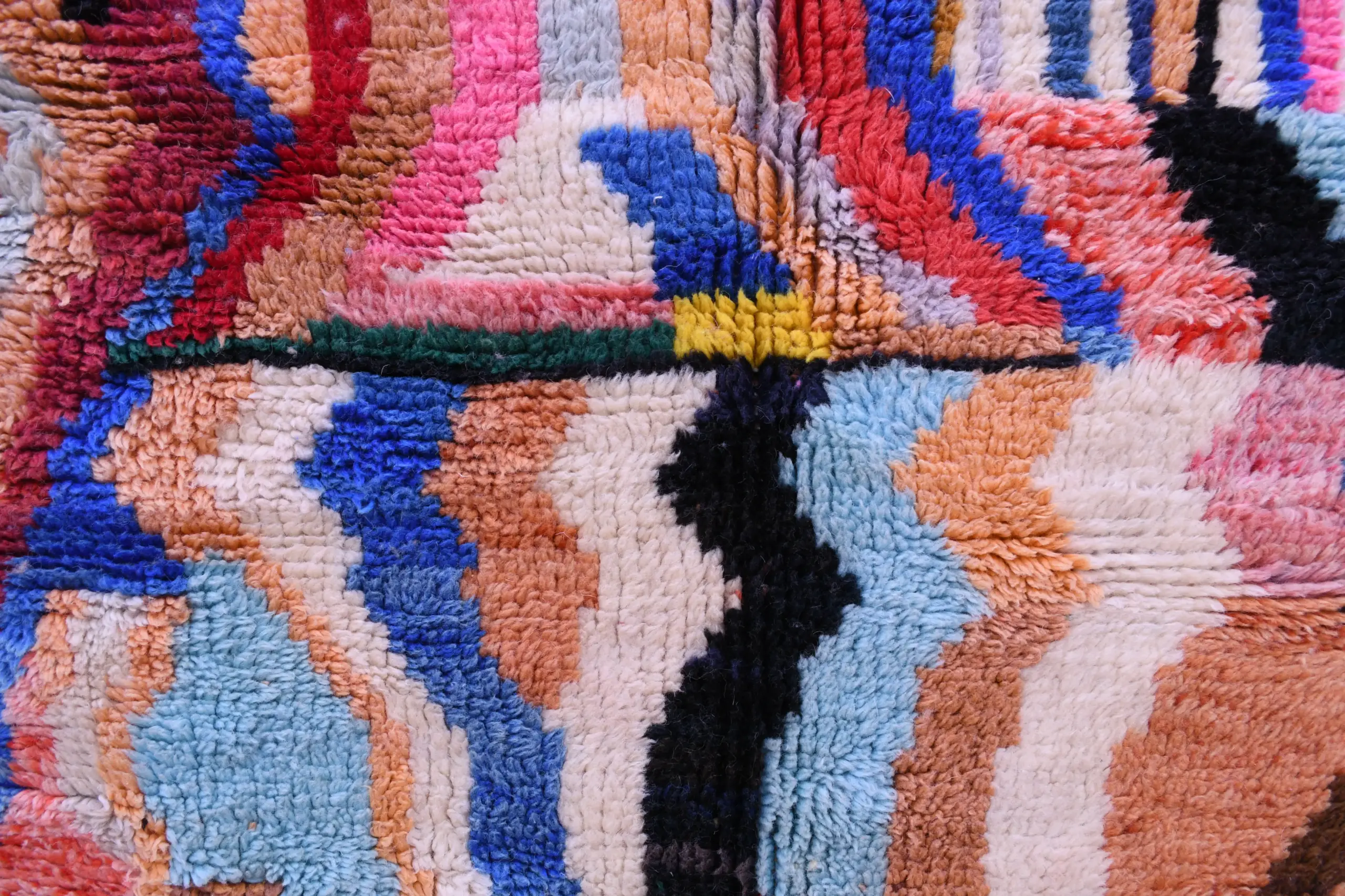 Vibrant Wool Mrirt Moroccan Rug - 173x230 cm - Handmade Abstract Design — изображение 5