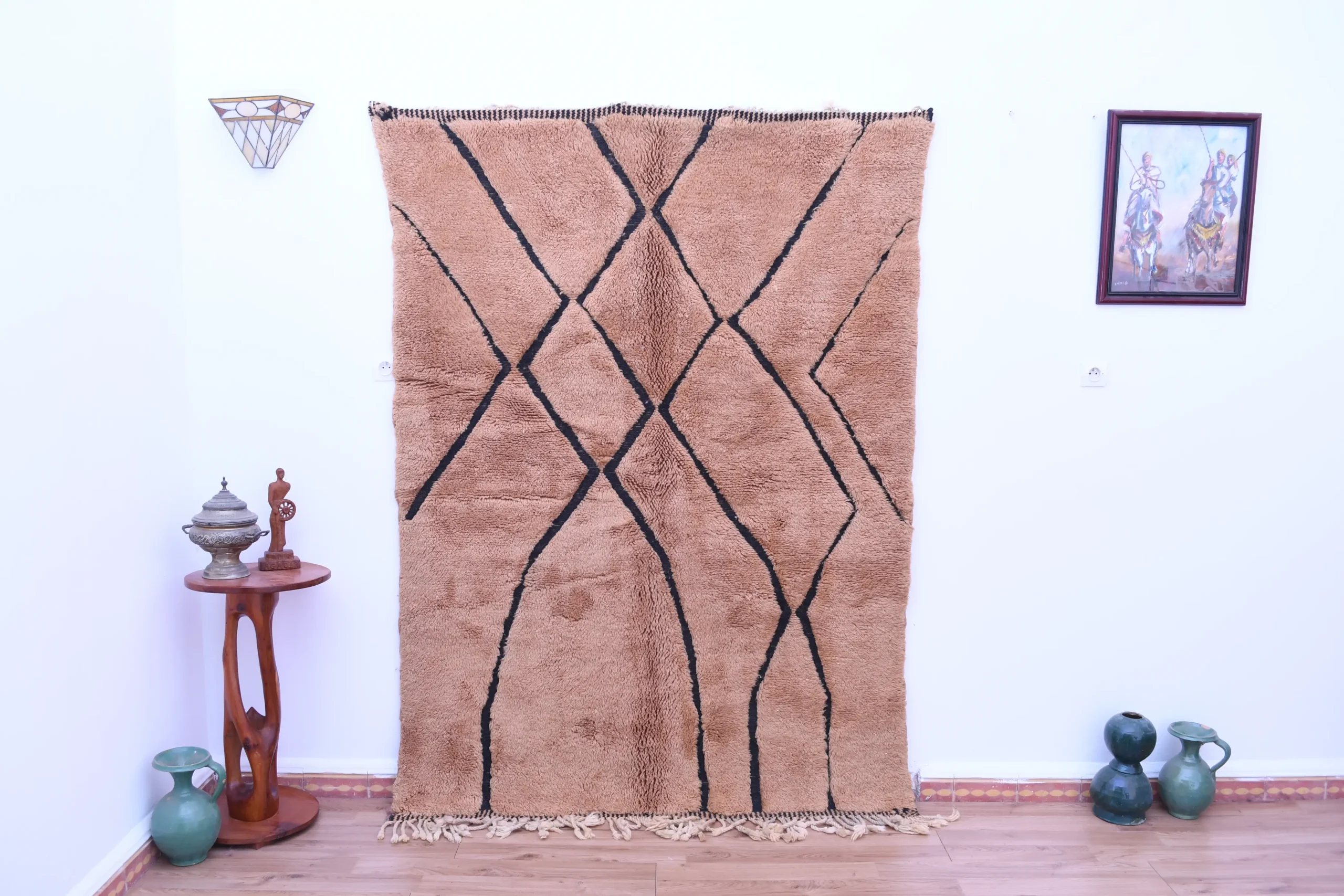 Handmade Mrirt Moroccan Wool Rug 156x213 cm - Plush Geometric Design