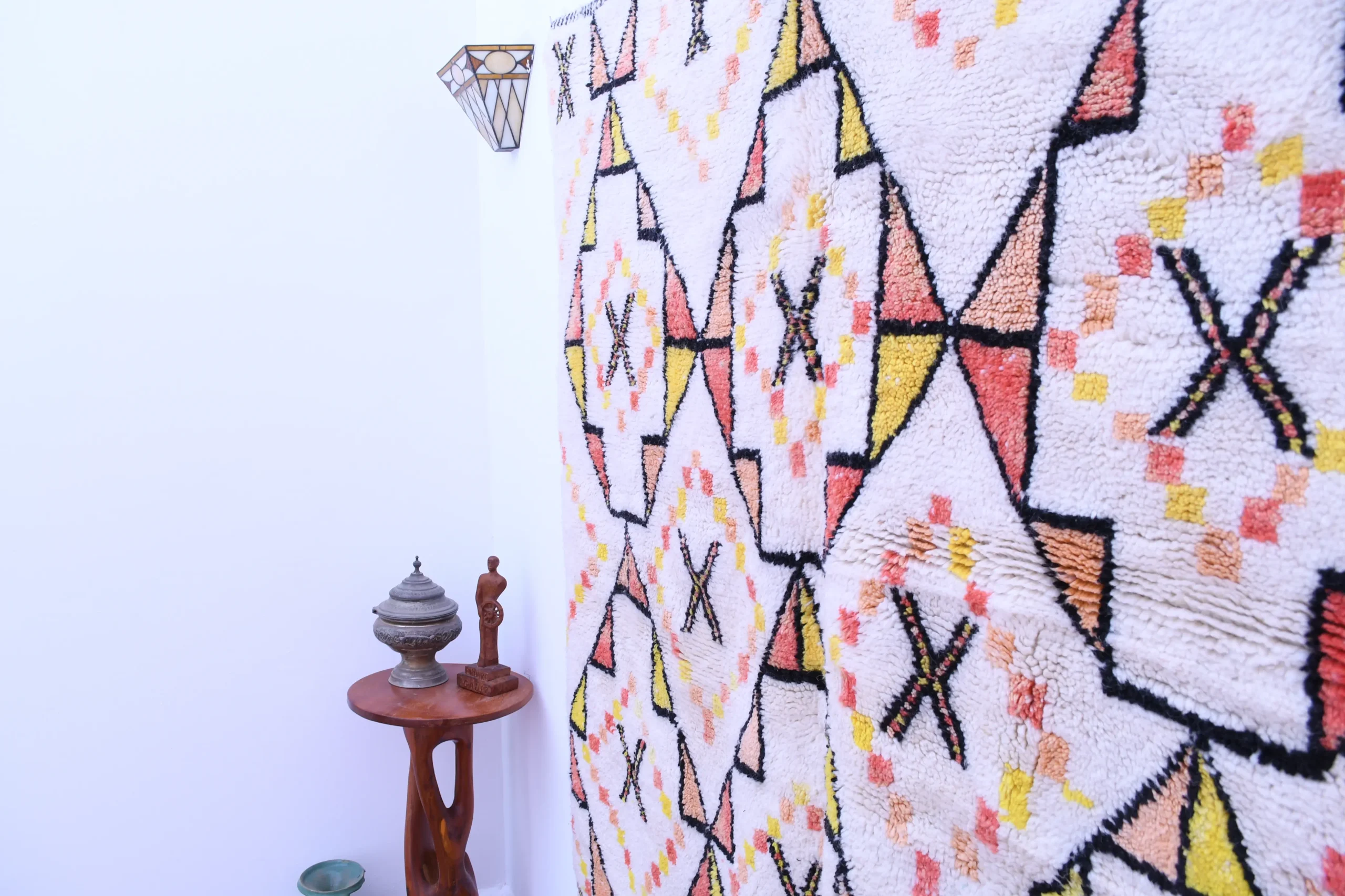 Handmade Moroccan Beni Ourain Wool Rug 178x195cm - Colorful Geometric Pattern - Image 2