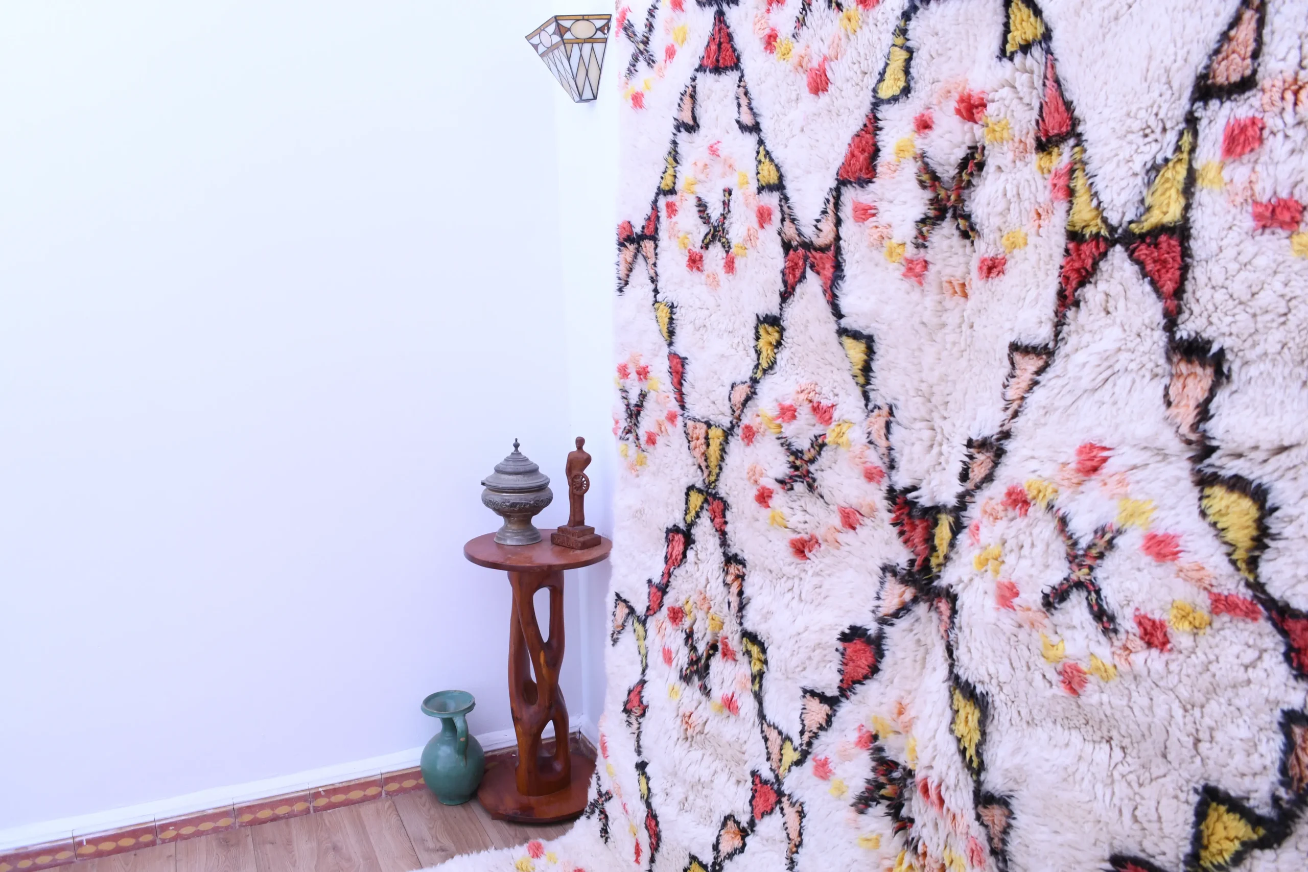 Luxurious Moroccan Beni Ourain Wool Rug 220x300cm - Handcrafted Geometric Design - Image 2