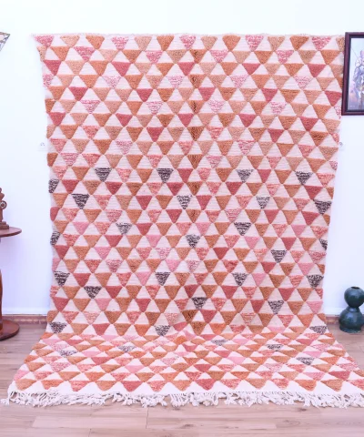 Handmade Moroccan Mrirt Wool Rug 205x291 cm - Geometric Bohemian Design